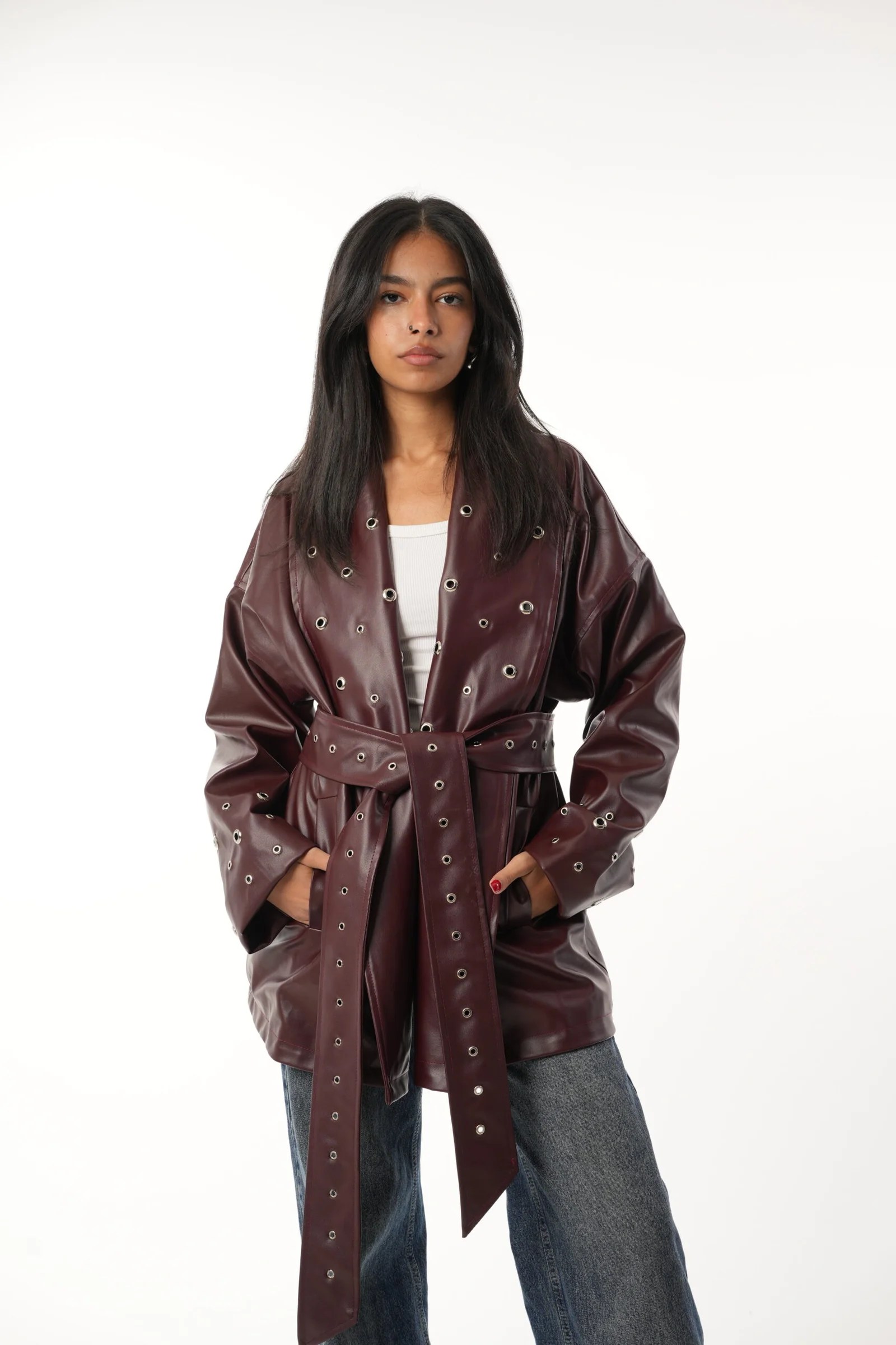 Studs leather jacket — view 8