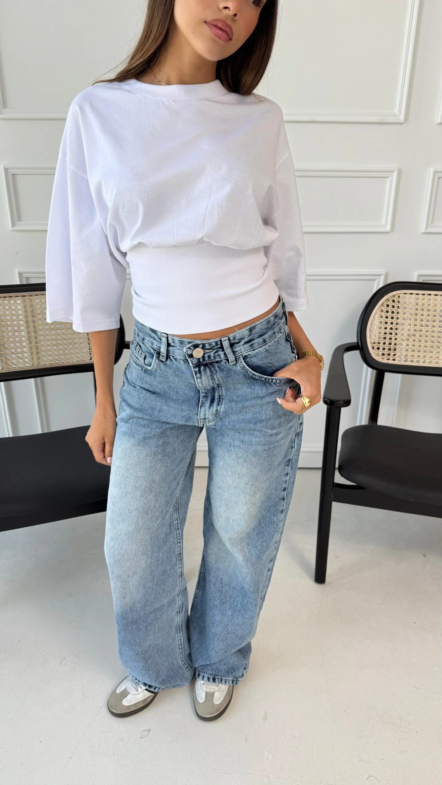 Ribbed waisted shirt Short length Sleeves — view 3