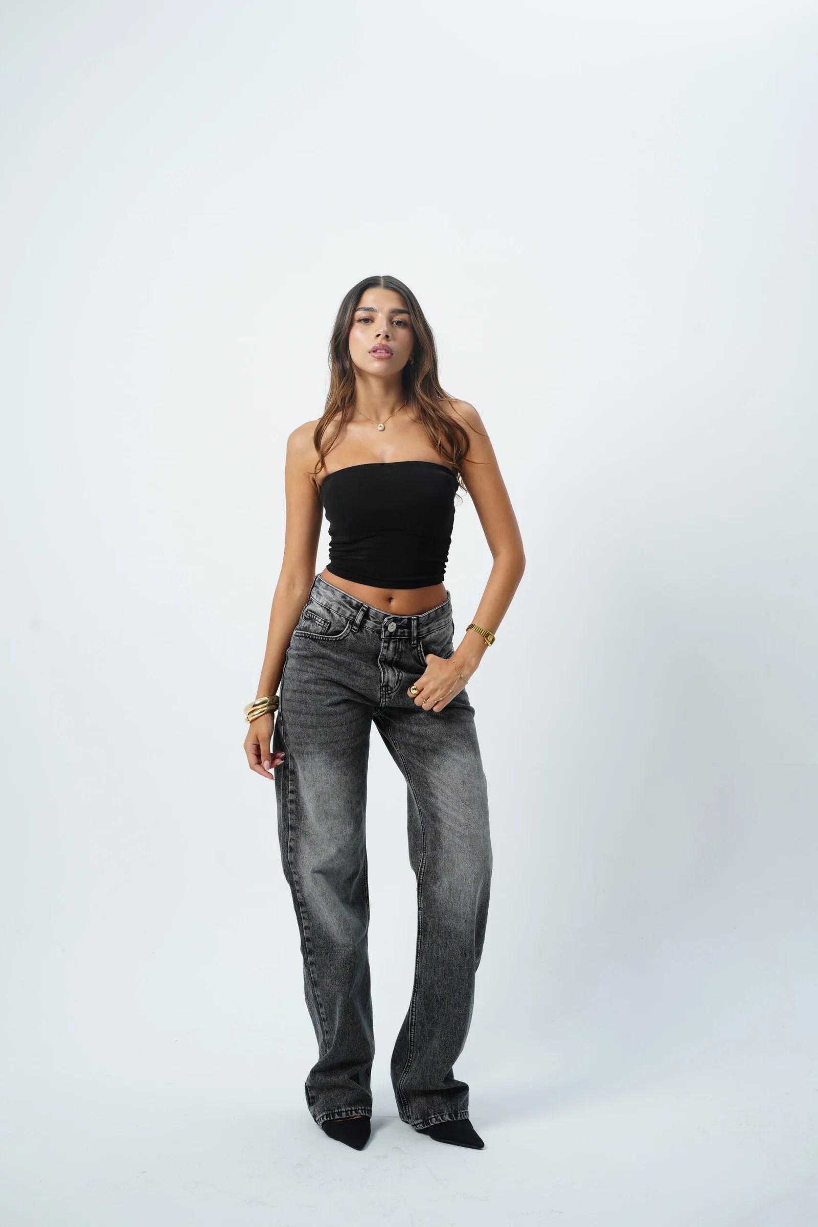 Black MID-RISE straight