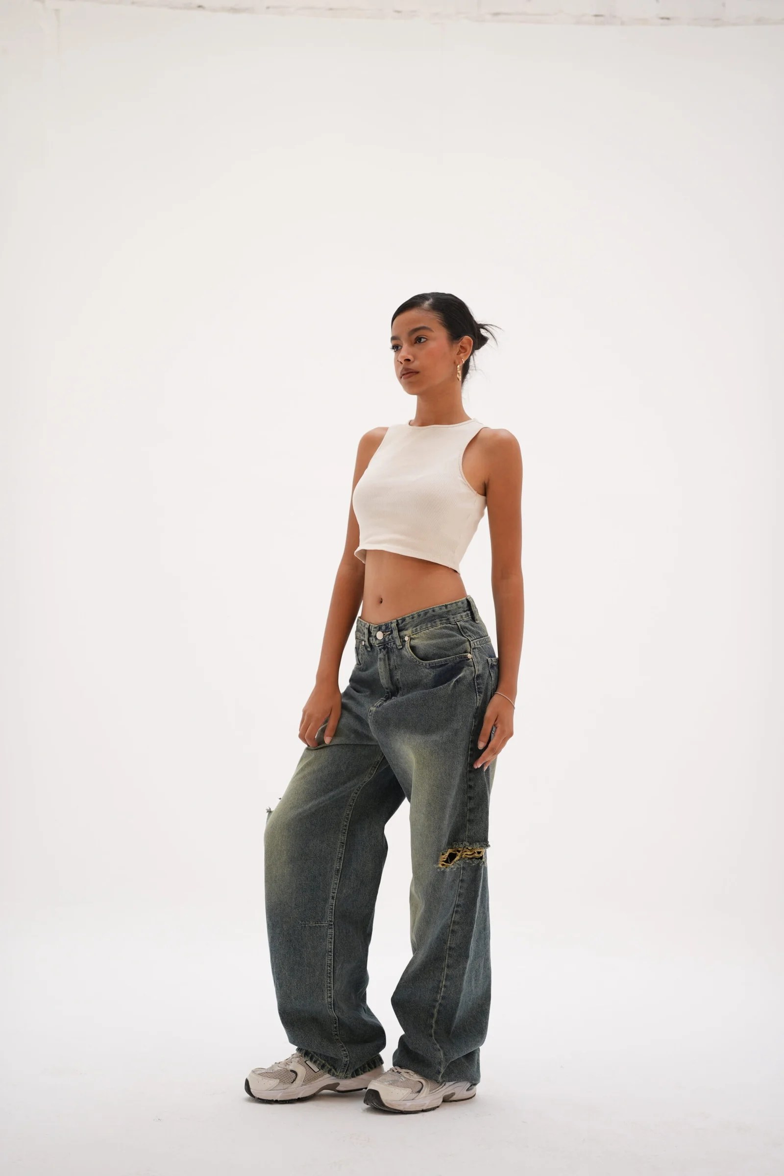 Greenish slit Denim — view 3