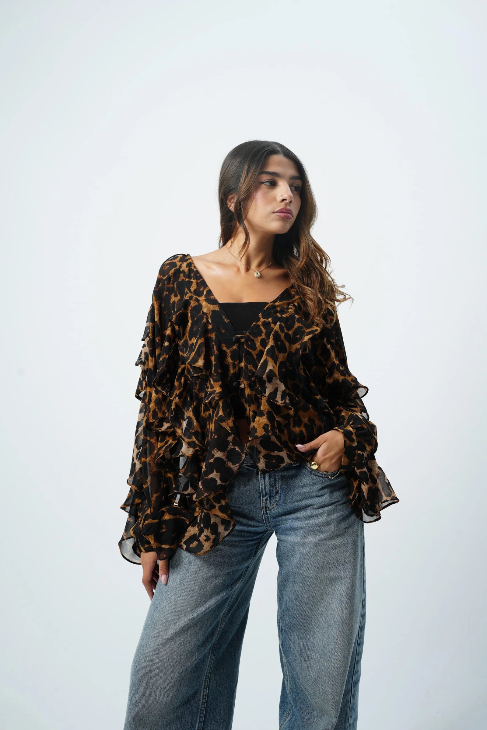 Leopard Ruffle Top — view 7