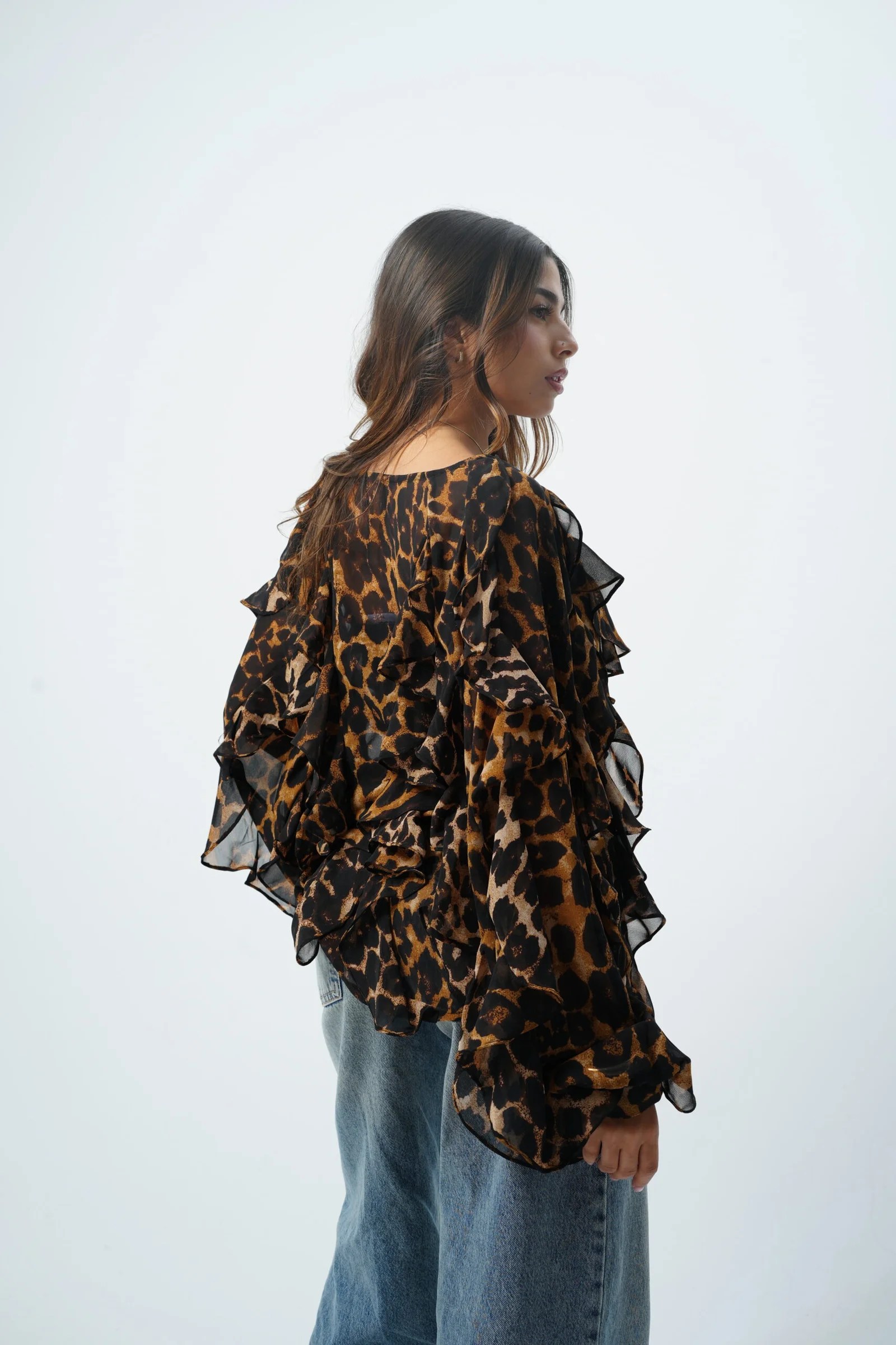 Leopard Ruffle Top — view 4