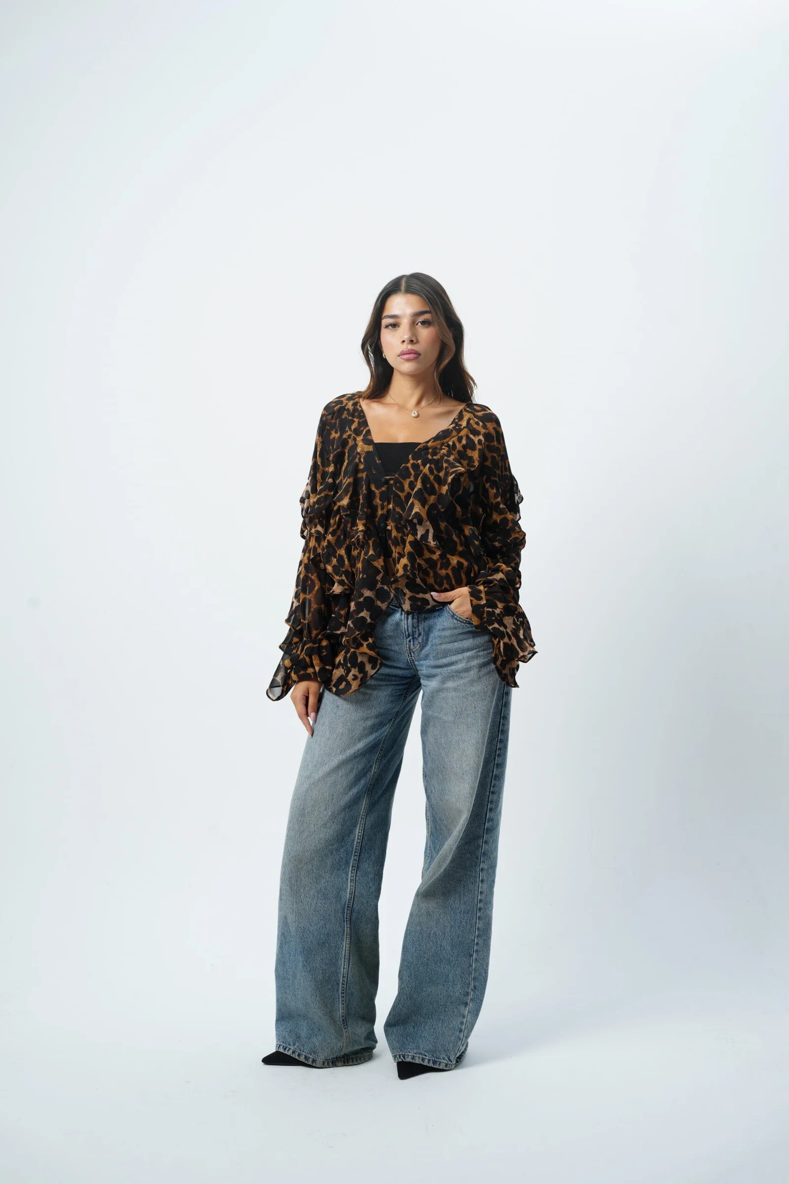 Leopard Ruffle Top — view 6