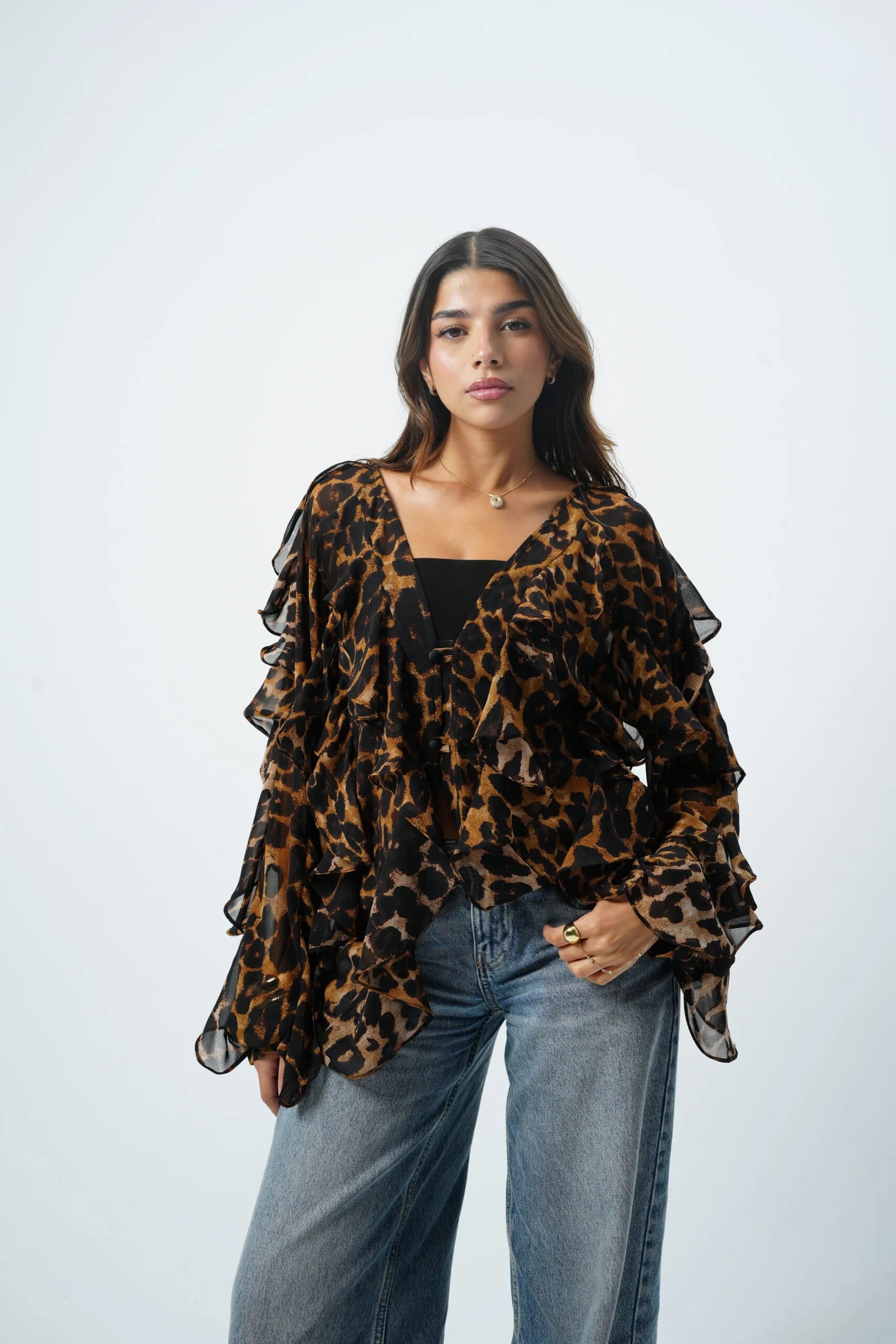 Leopard Ruffle Top