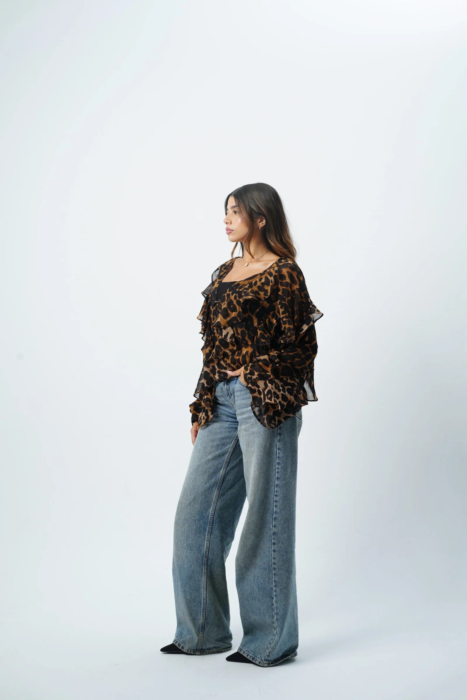 Leopard Ruffle Top — view 5