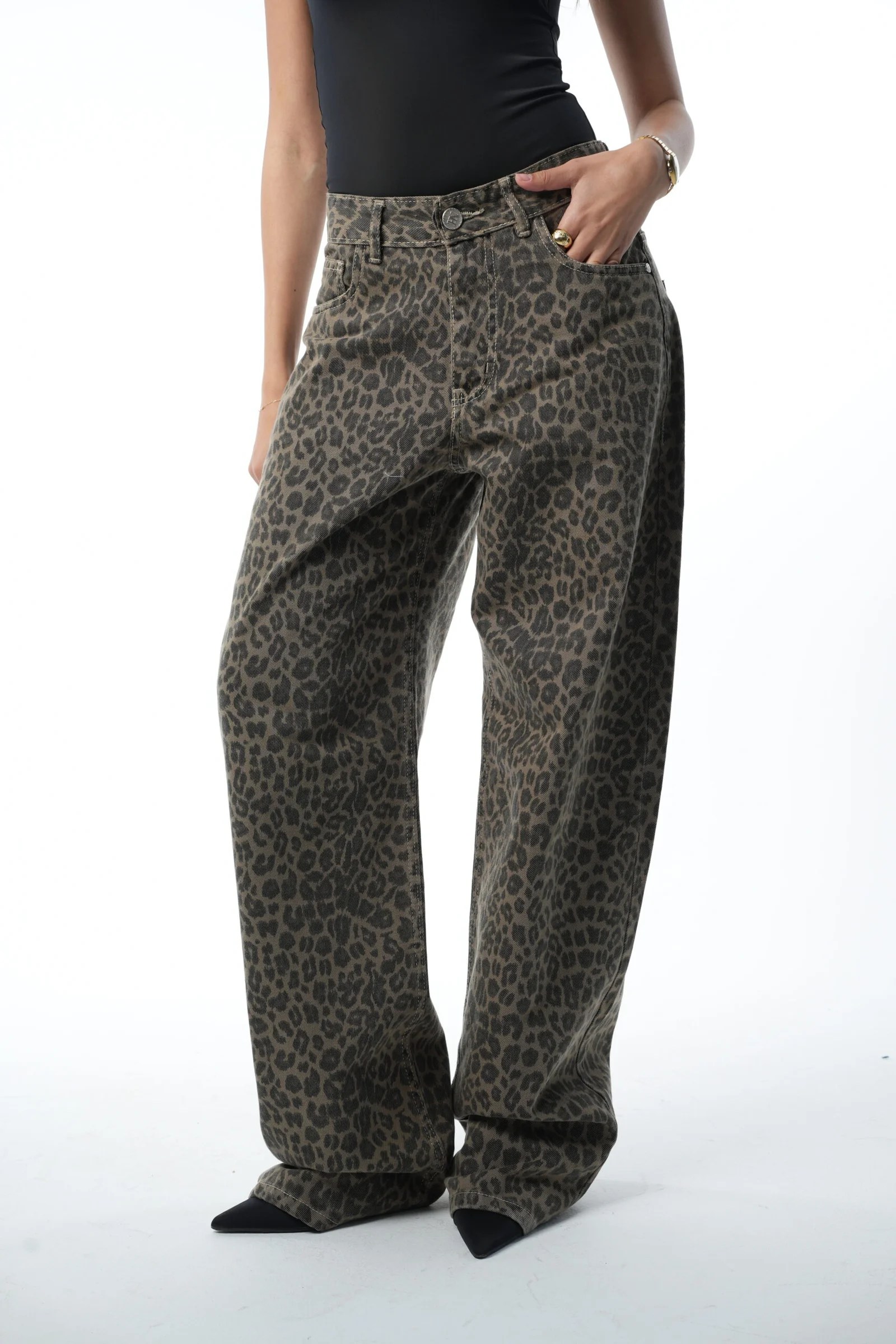 Leopard  Denim pants