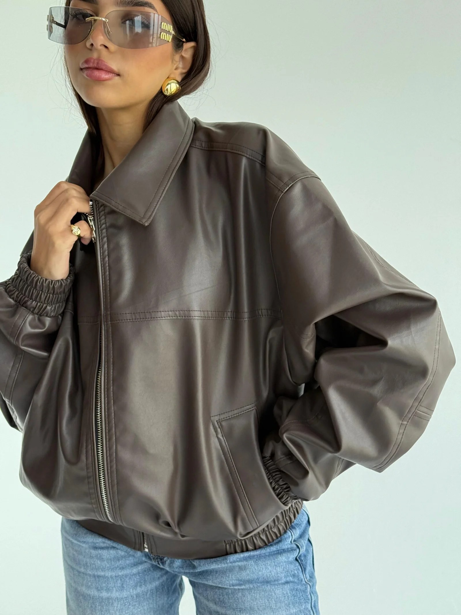 ZIP UP LEATHER JACKET — view 17