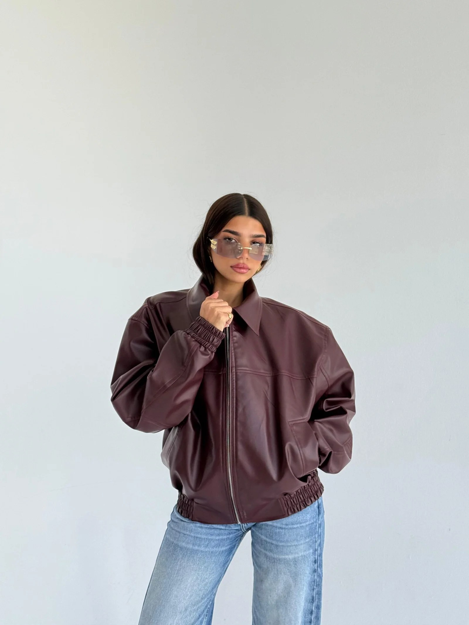 ZIP UP LEATHER JACKET