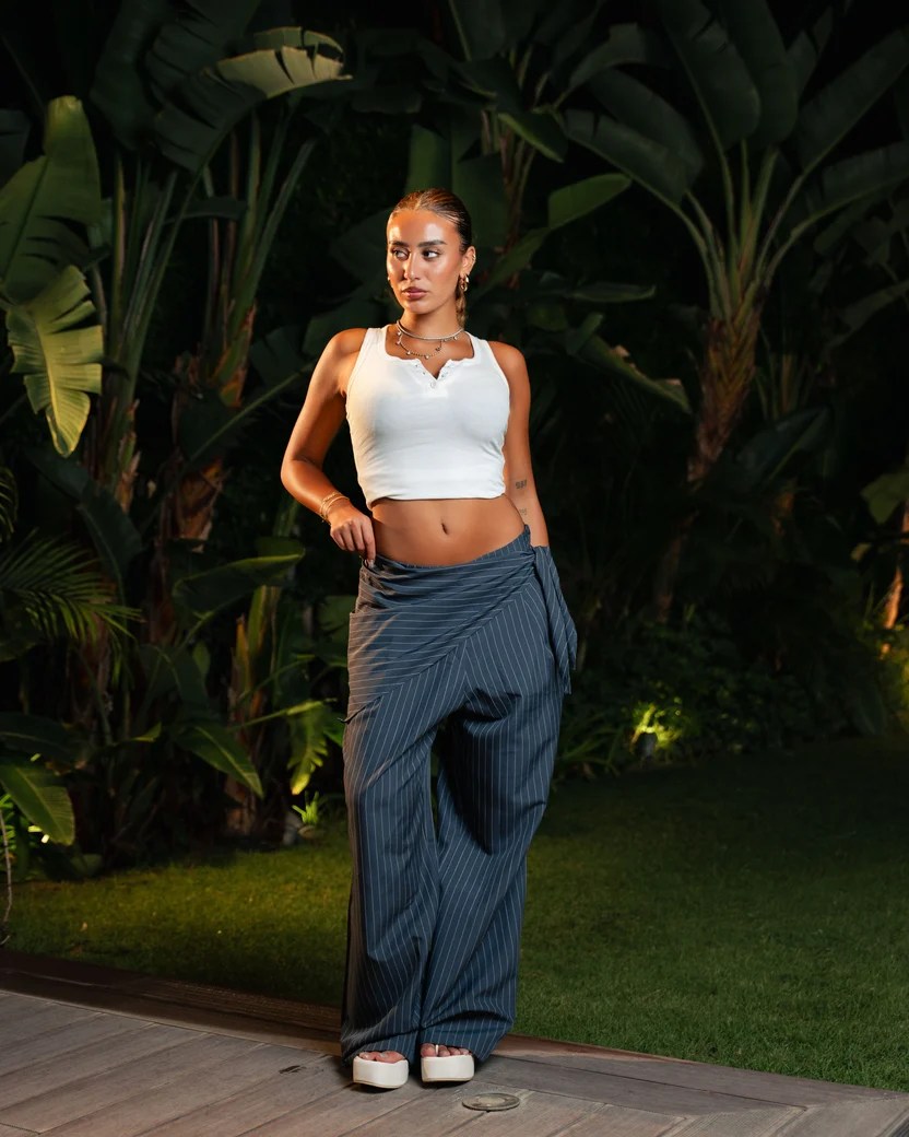Grey Stripped scarf pants — view 5