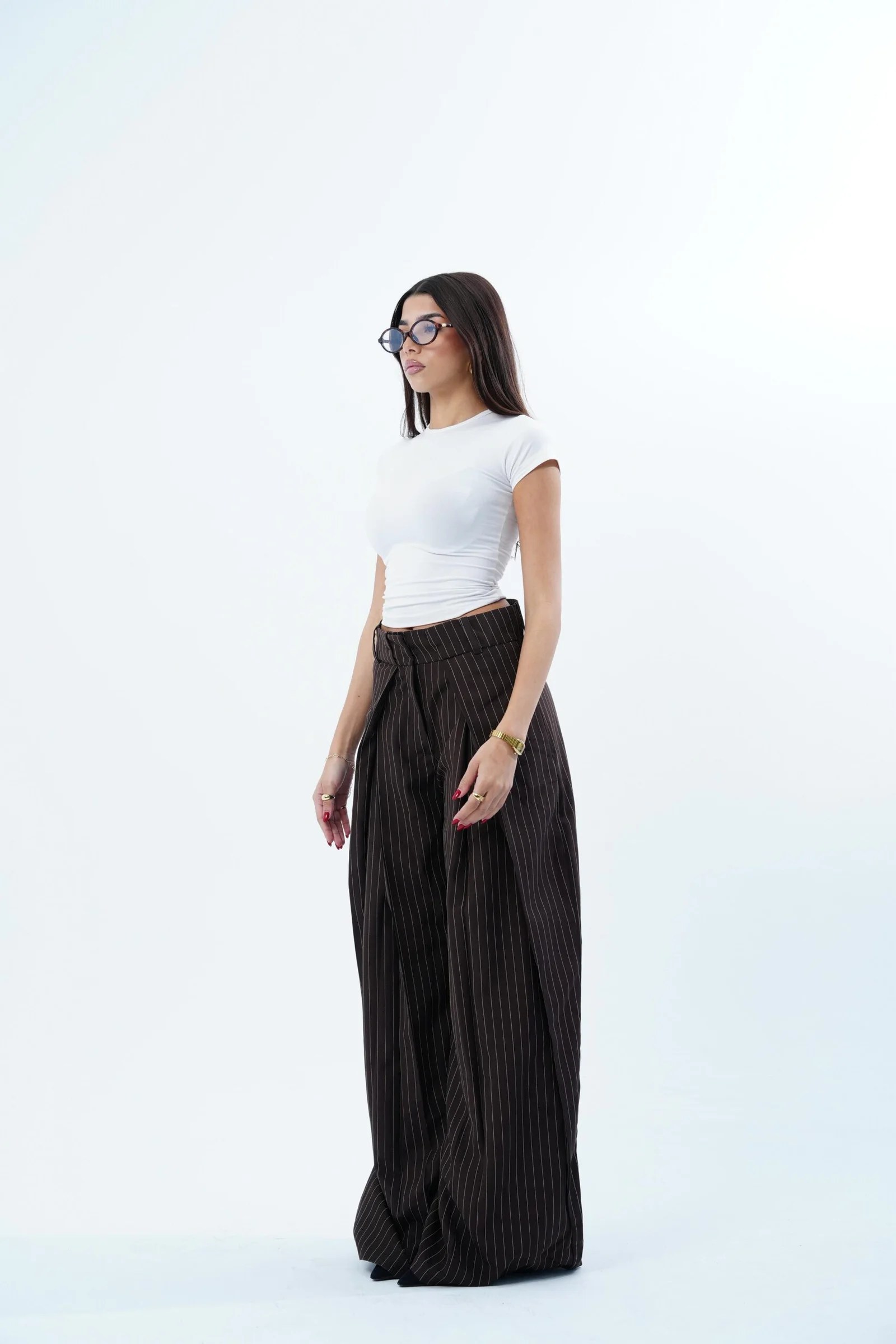 STRIPPED FOLDED TAILORED PANTS — view 30