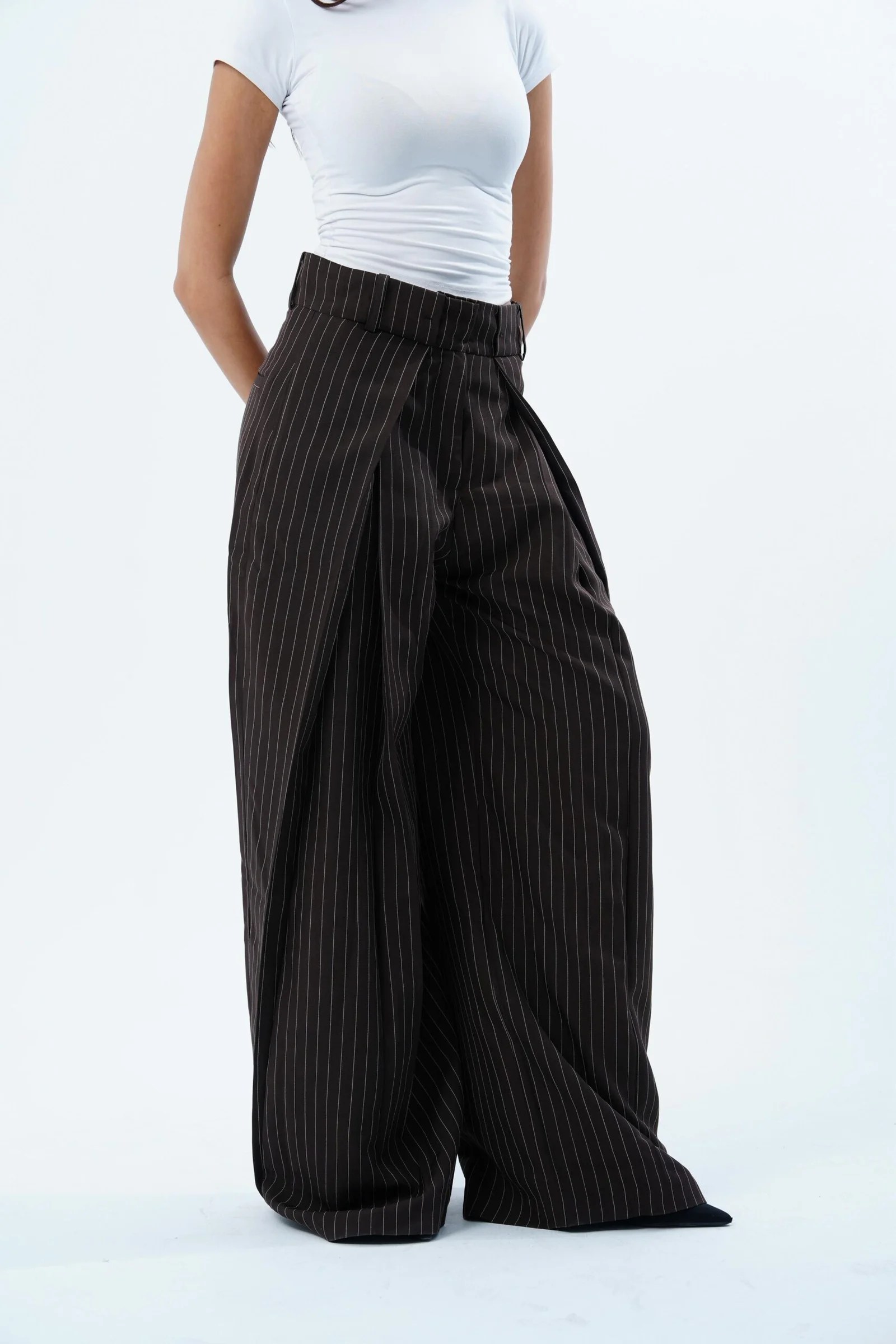 STRIPPED FOLDED TAILORED PANTS — view 28