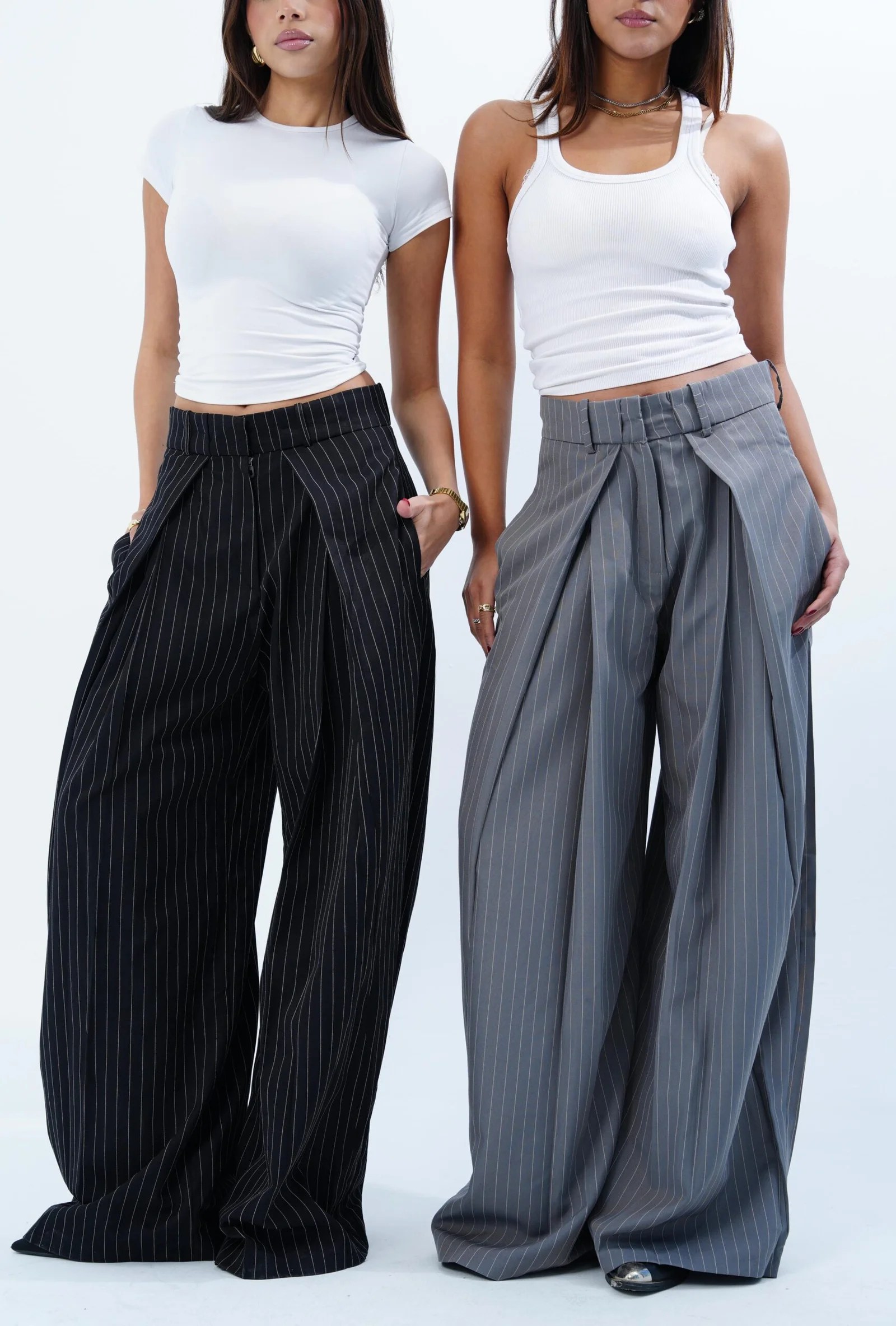 STRIPPED FOLDED TAILORED PANTS — view 8