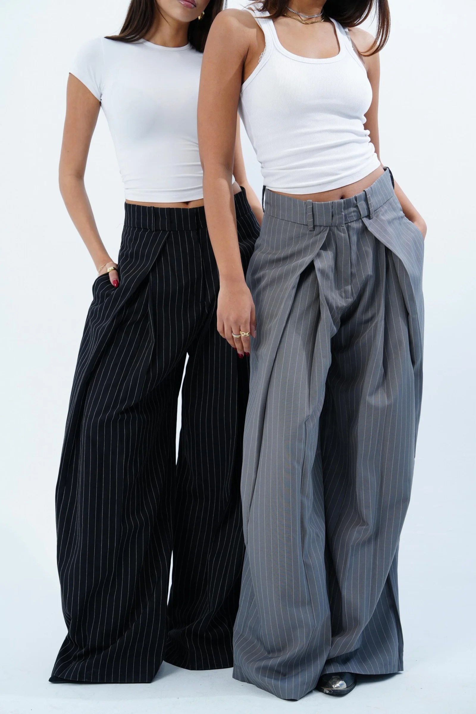 STRIPPED FOLDED TAILORED PANTS — view 7