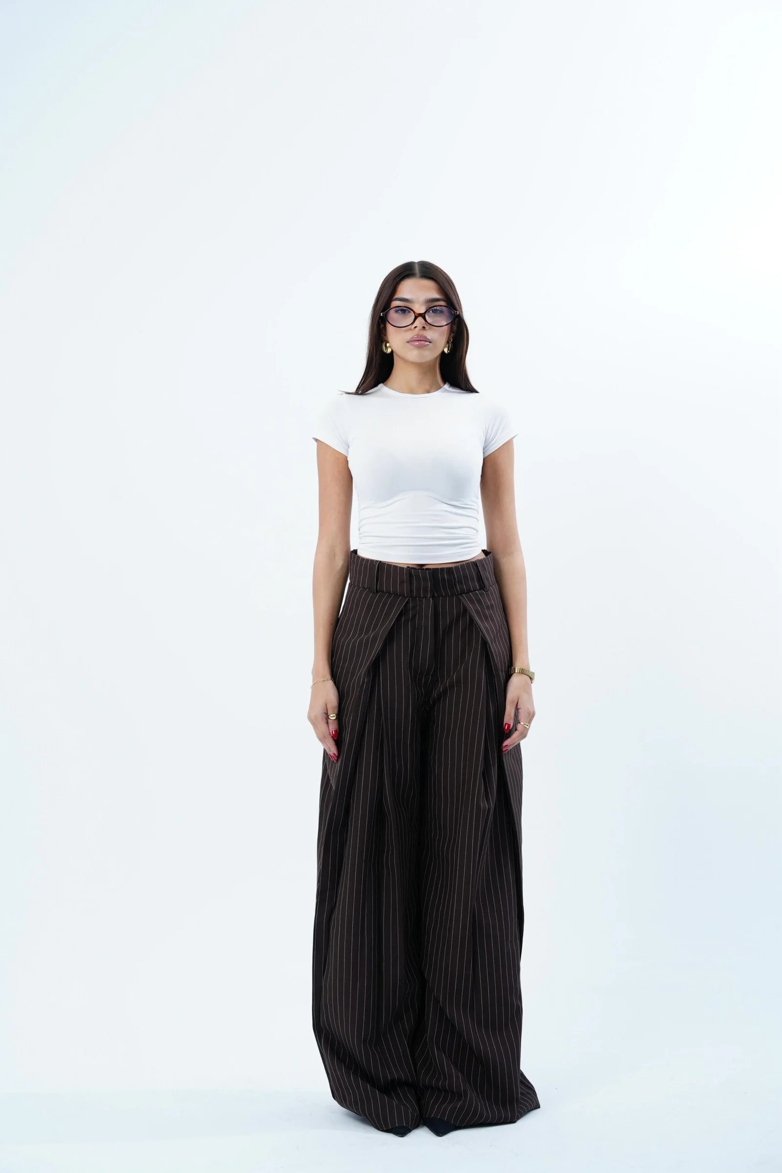 STRIPPED FOLDED TAILORED PANTS — view 32