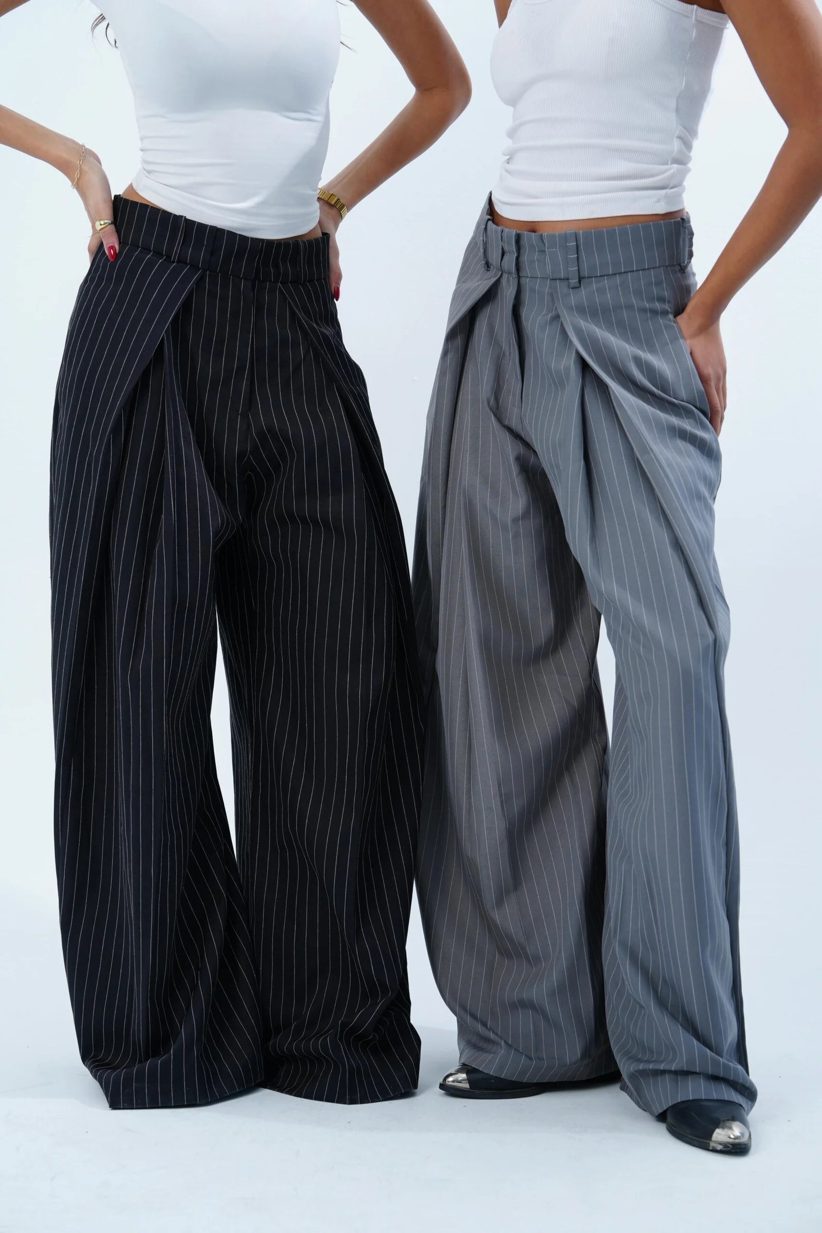 STRIPPED FOLDED TAILORED PANTS — view 9