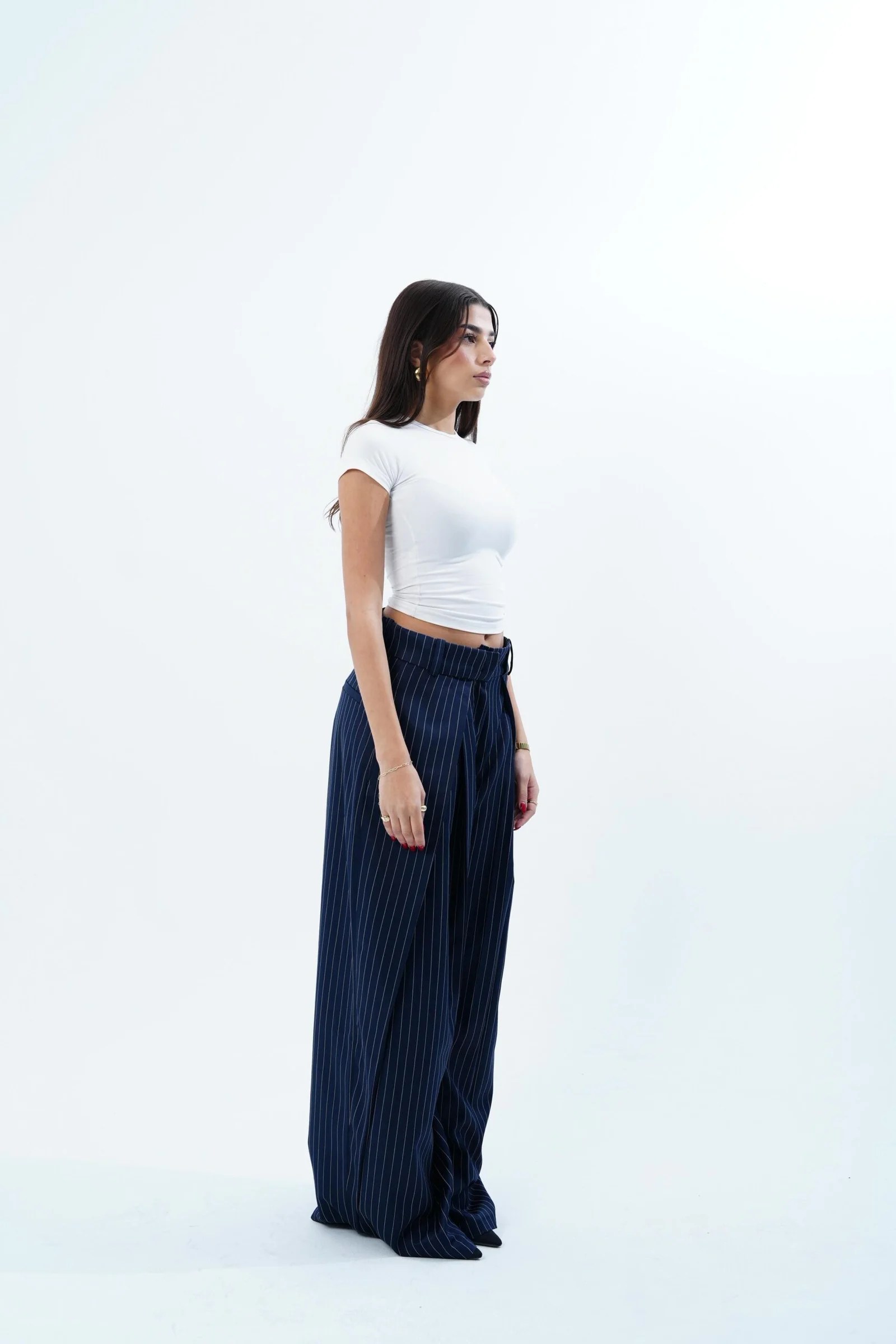 STRIPPED FOLDED TAILORED PANTS — view 18