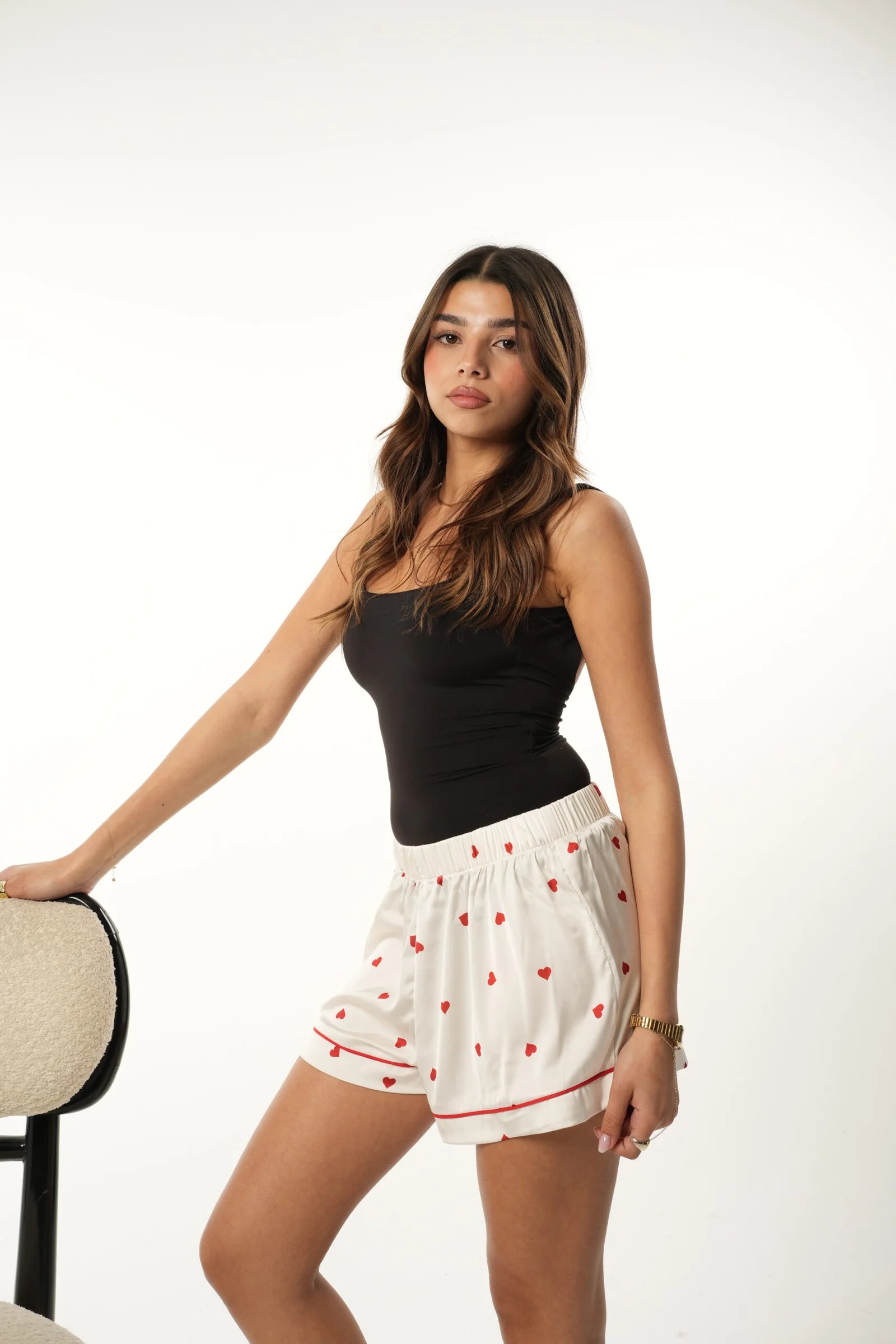 White Mini hearts Short — view 3