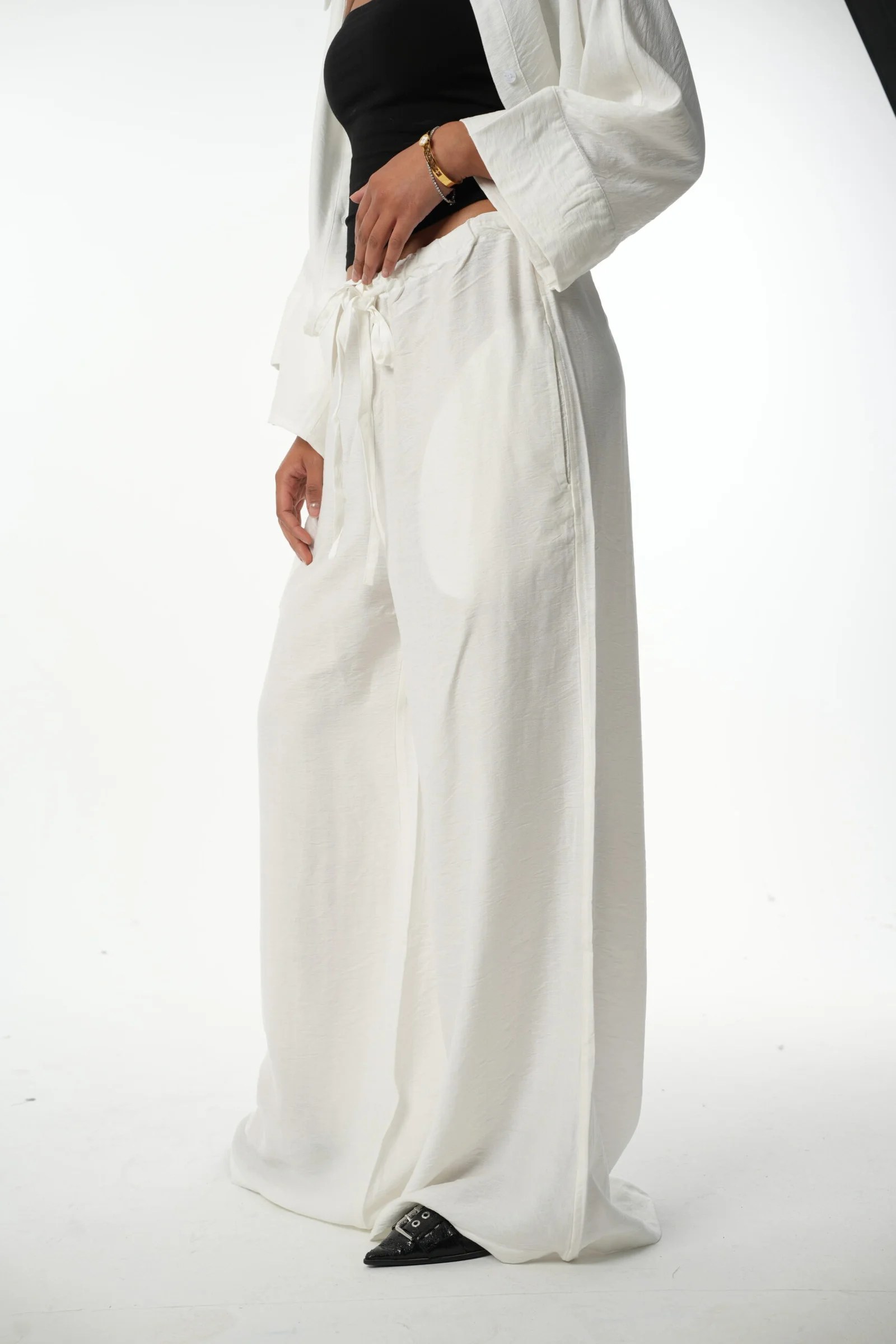 Extra Wide leg linen pants — view 3