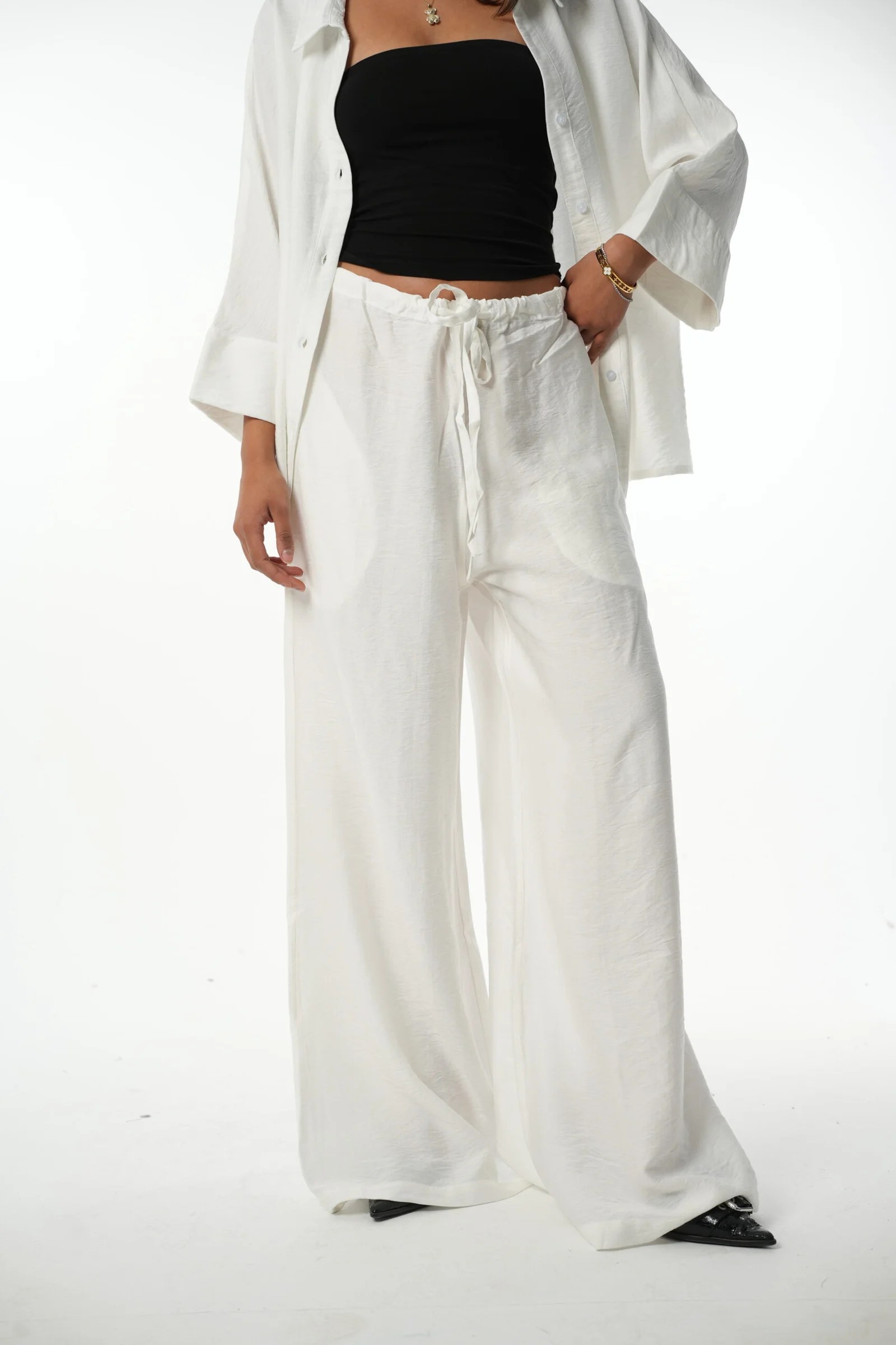 Extra Wide leg linen pants — view 4