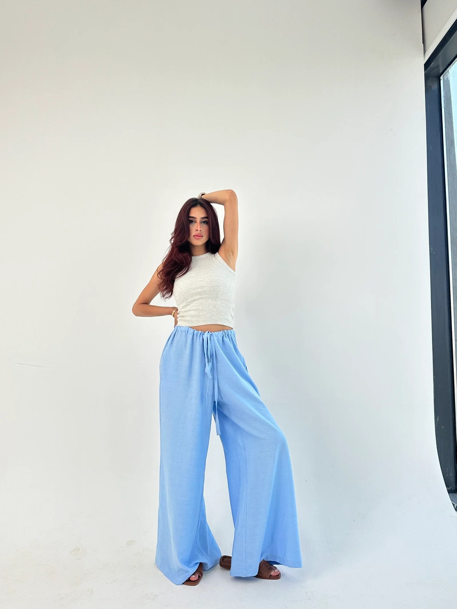 Extra Wide leg linen pants — view 13