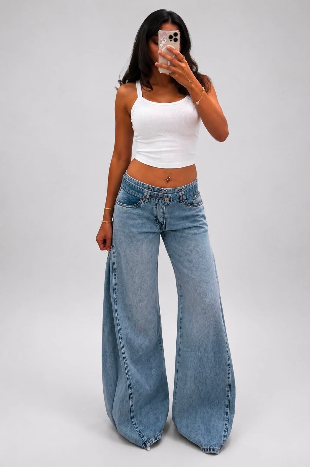 Light Blue Belted denim — view 3