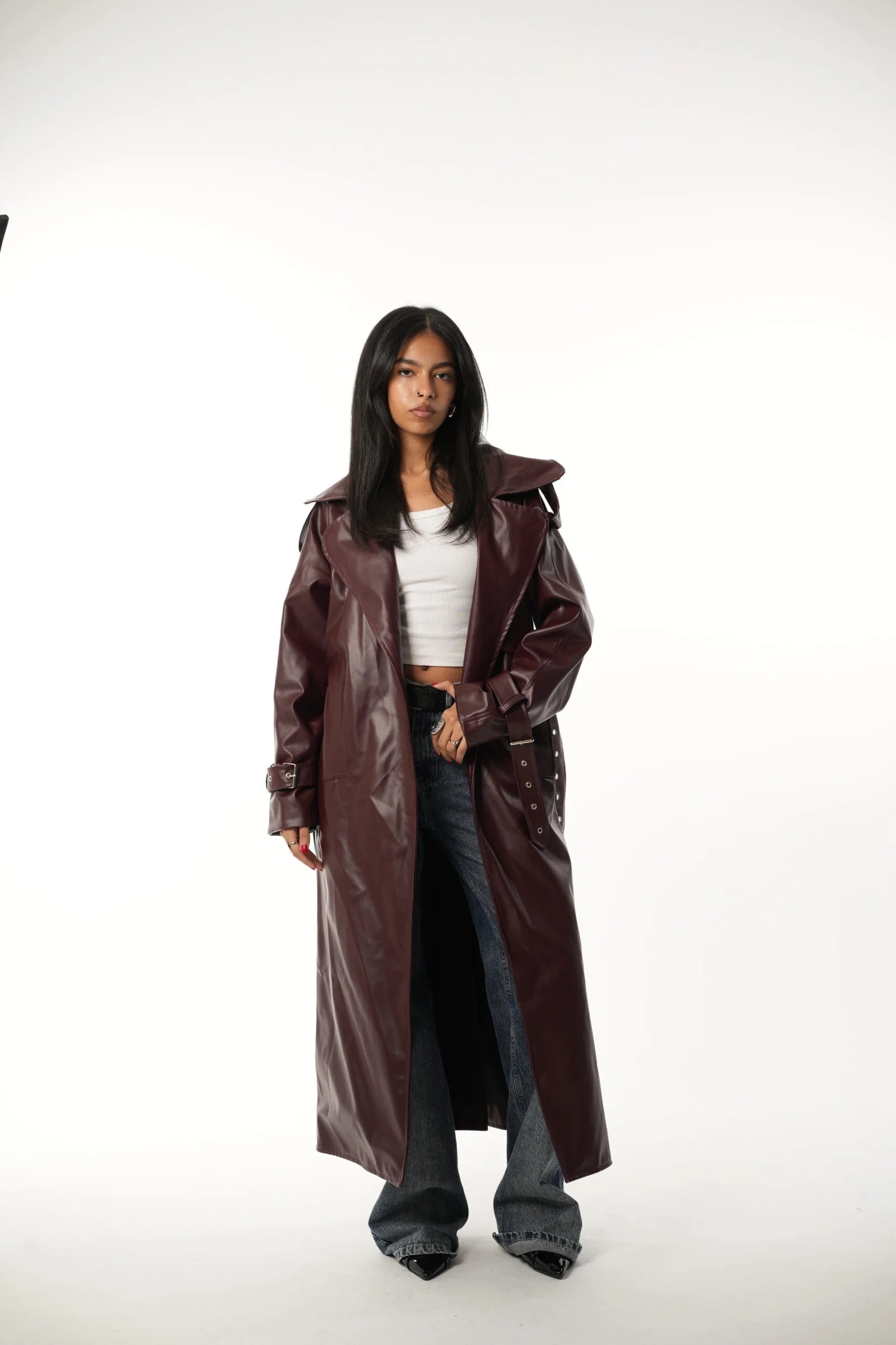 Leather long coat — view 8