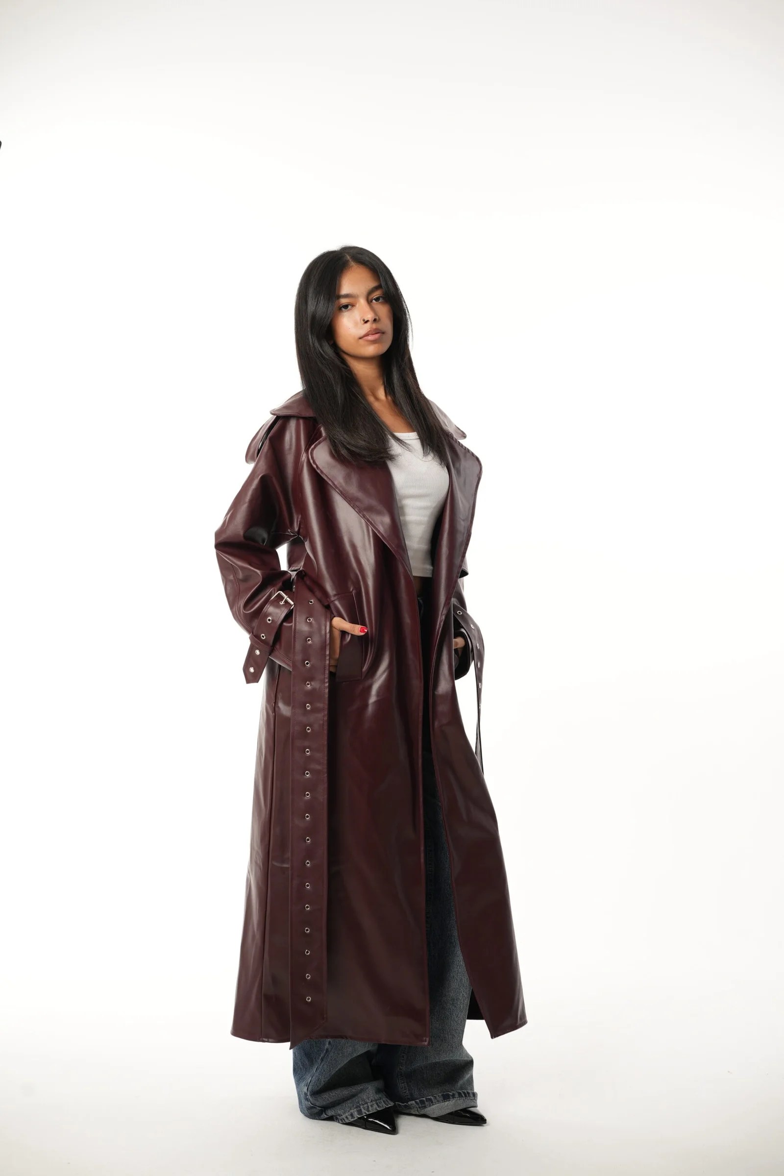 Leather long coat — view 11