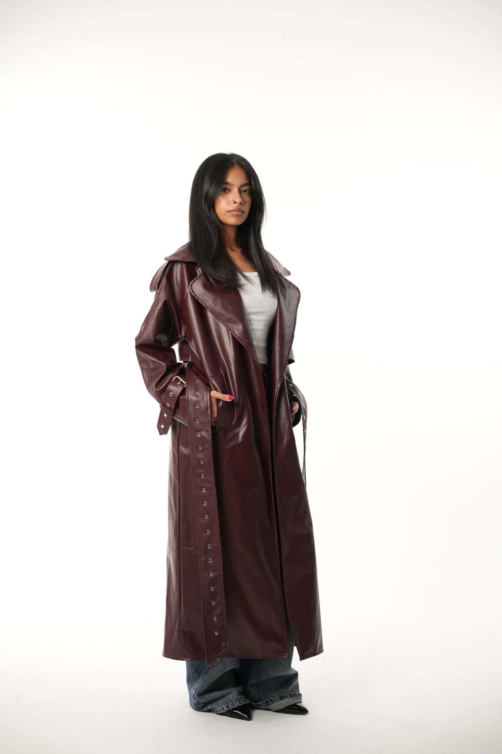 Leather long coat — view 10