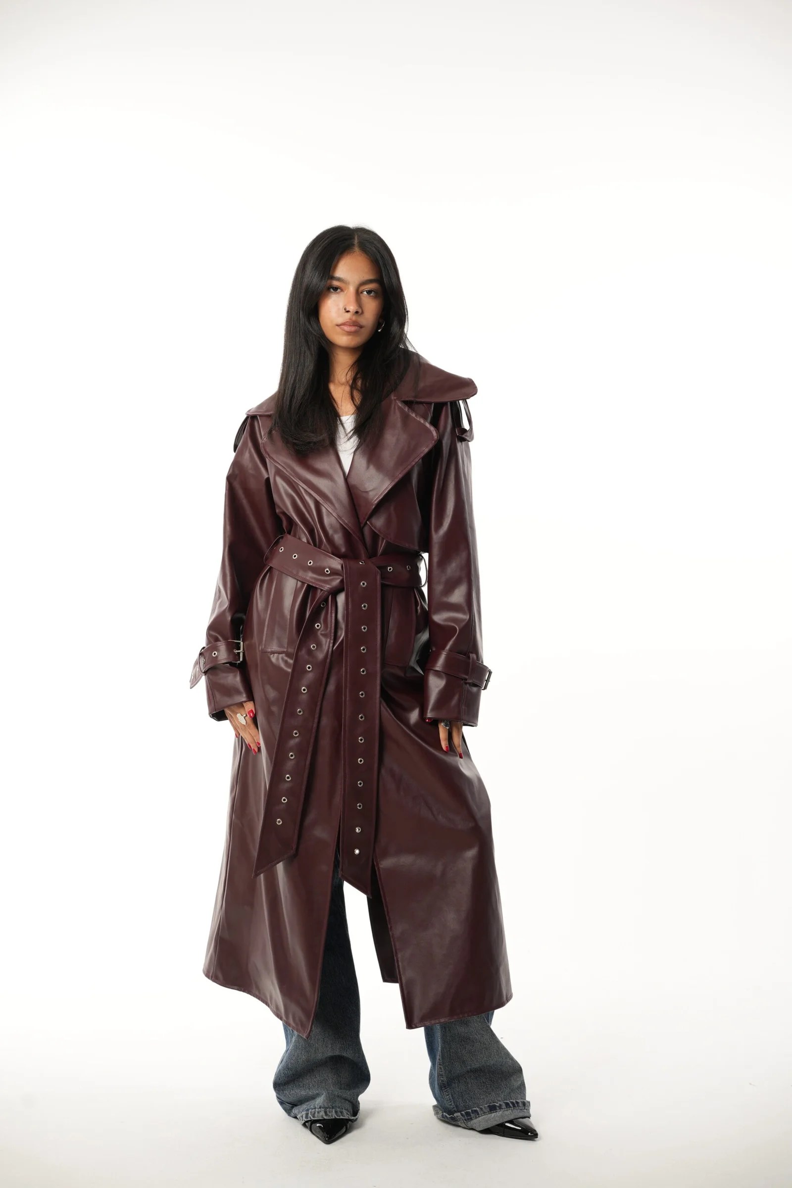Leather long coat — view 14