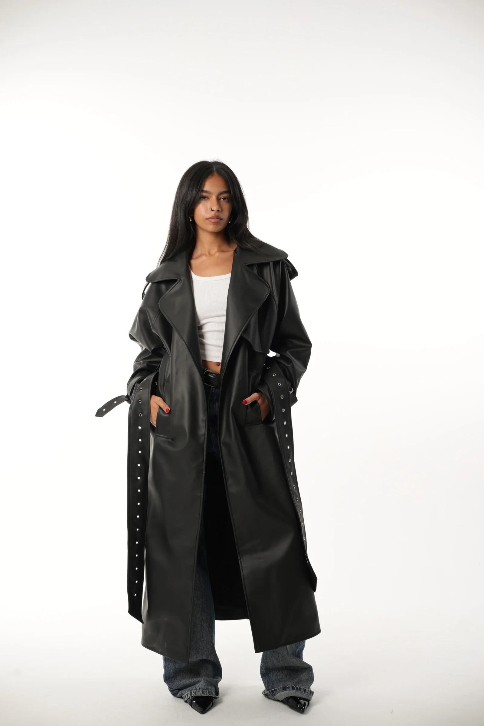 Leather long coat — view 5