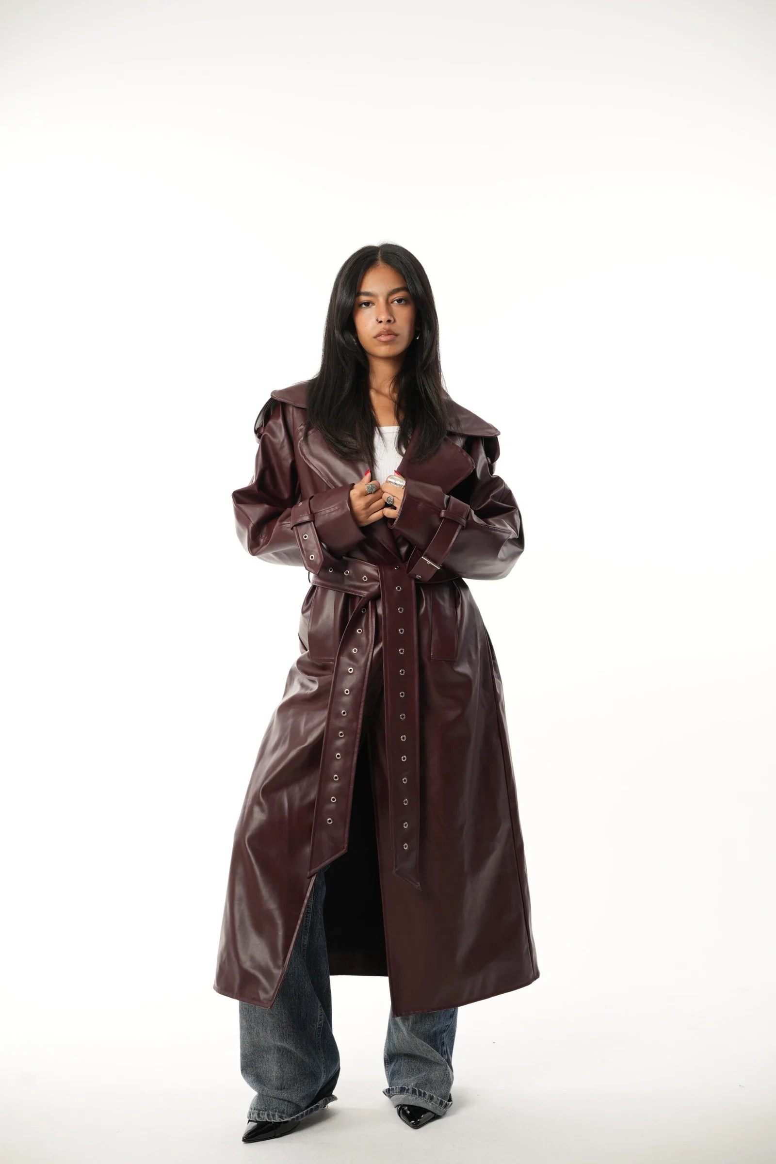 Leather long coat — view 15