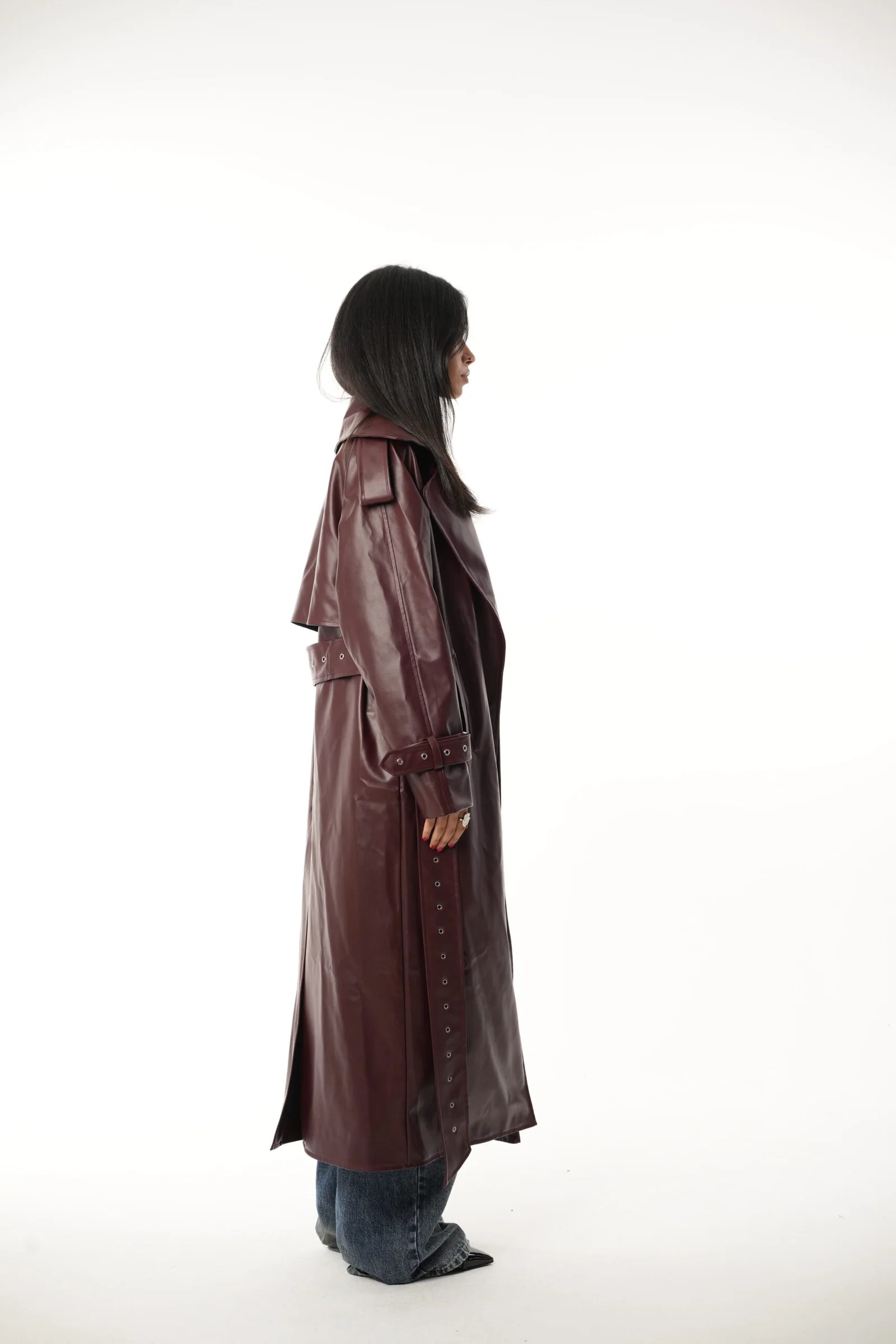 Leather long coat — view 12