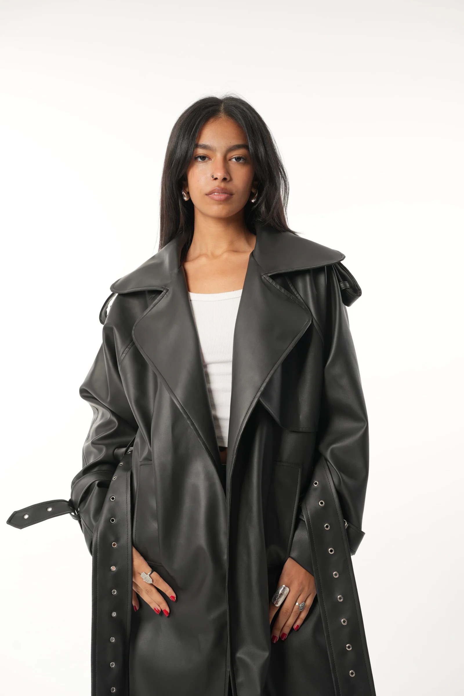 Leather long coat — view 6