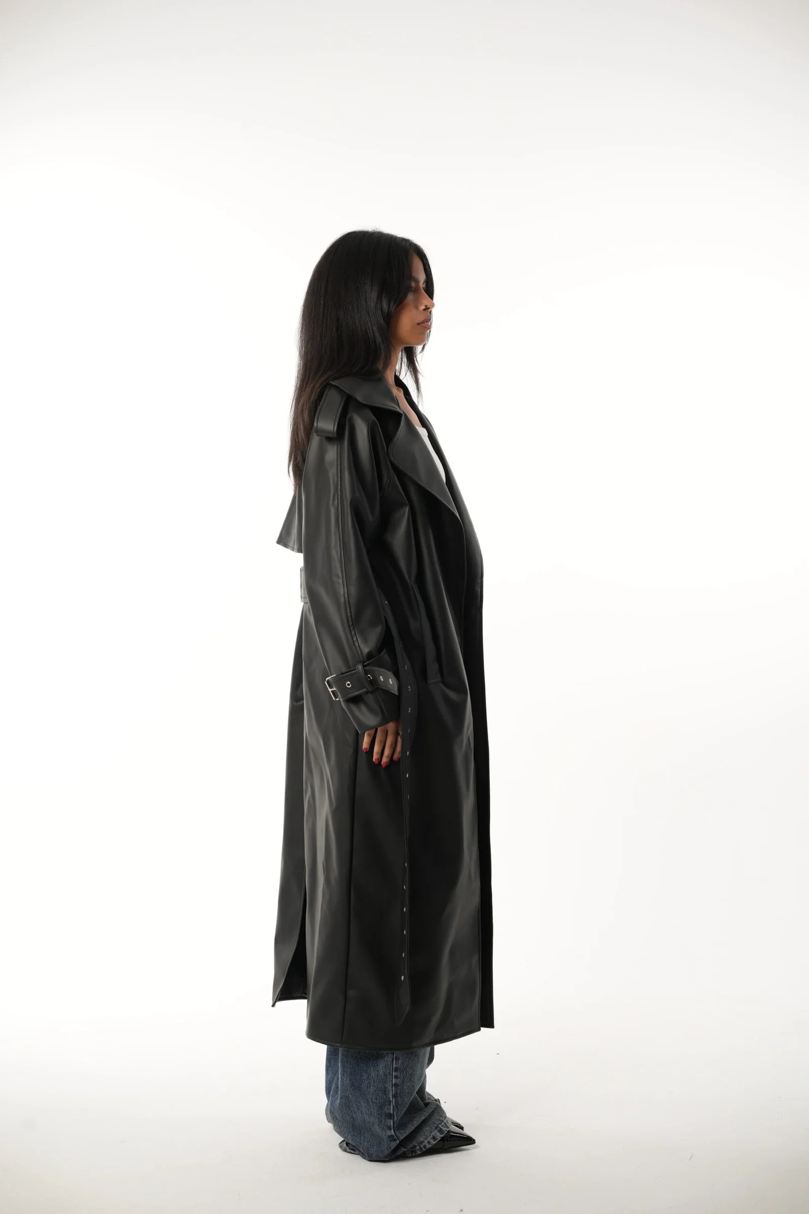 Leather long coat — view 4