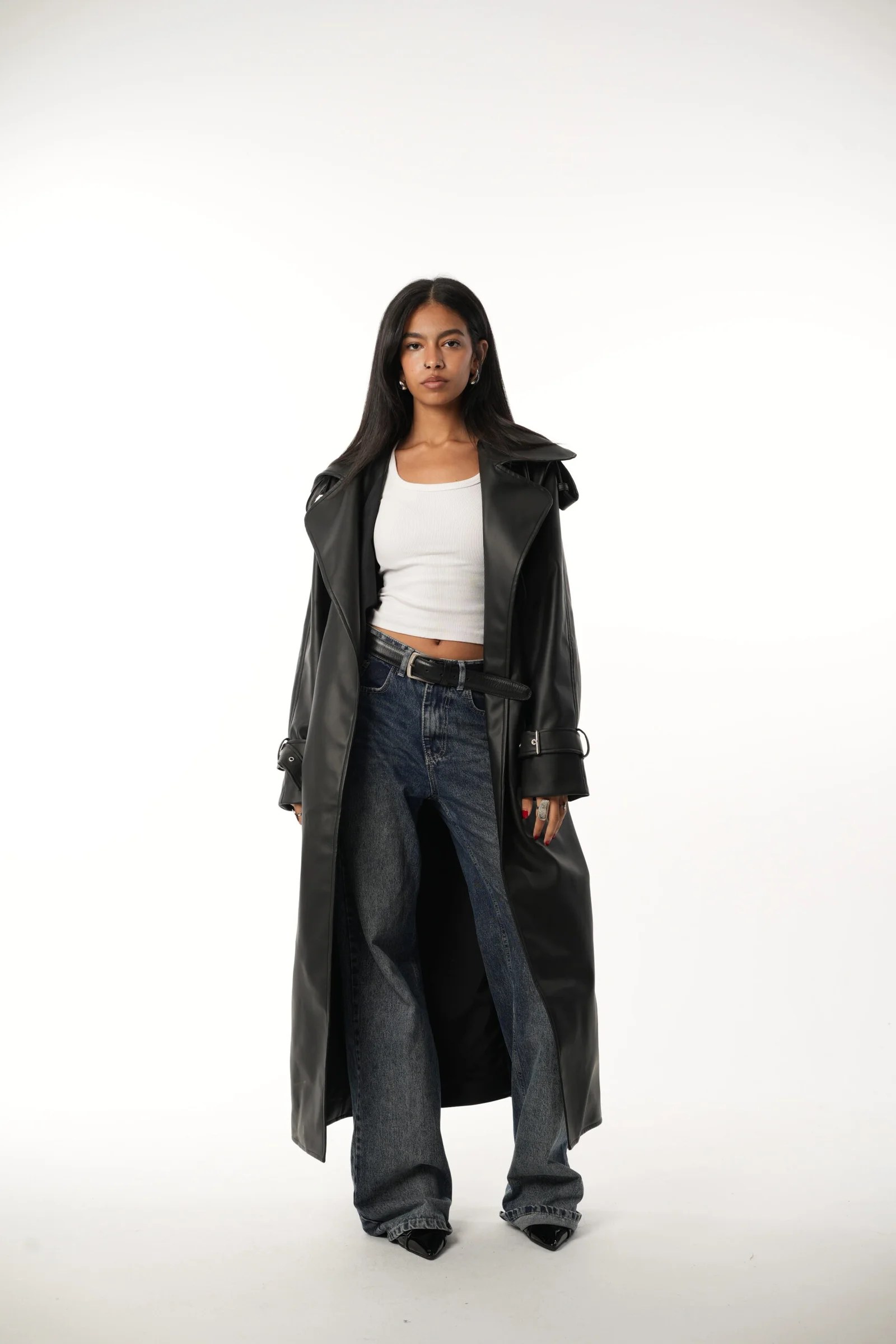 Leather long coat — view 7